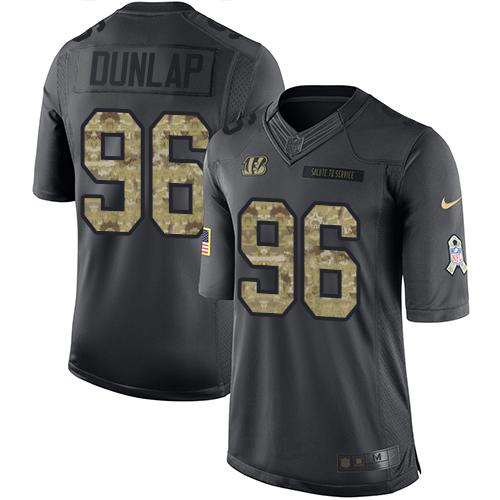 Nike Bengals #96 Carlos Dunlap Black Men's Stitched NFL Limited 2016 Salute to Service Jersey - Click Image to Close